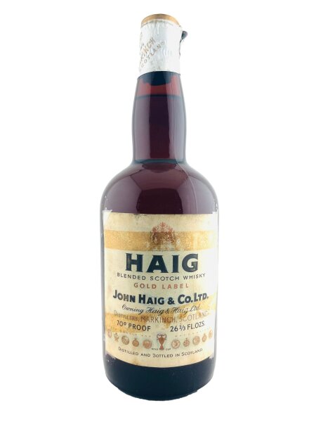 Haigs Gold Label 1950s Spring Cap 70 Proof Distillers Markinch 26 2/3 FL.OZS
