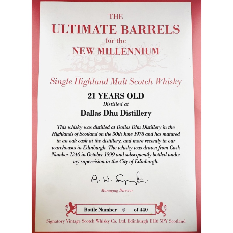 Dallas Dhu 1978 21 Year Old Ultimate Barrels for the New Millennium