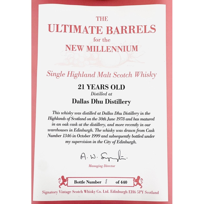 Dallas Dhu 1978 21 Year Old Ultimate Barrels for the New Millennium